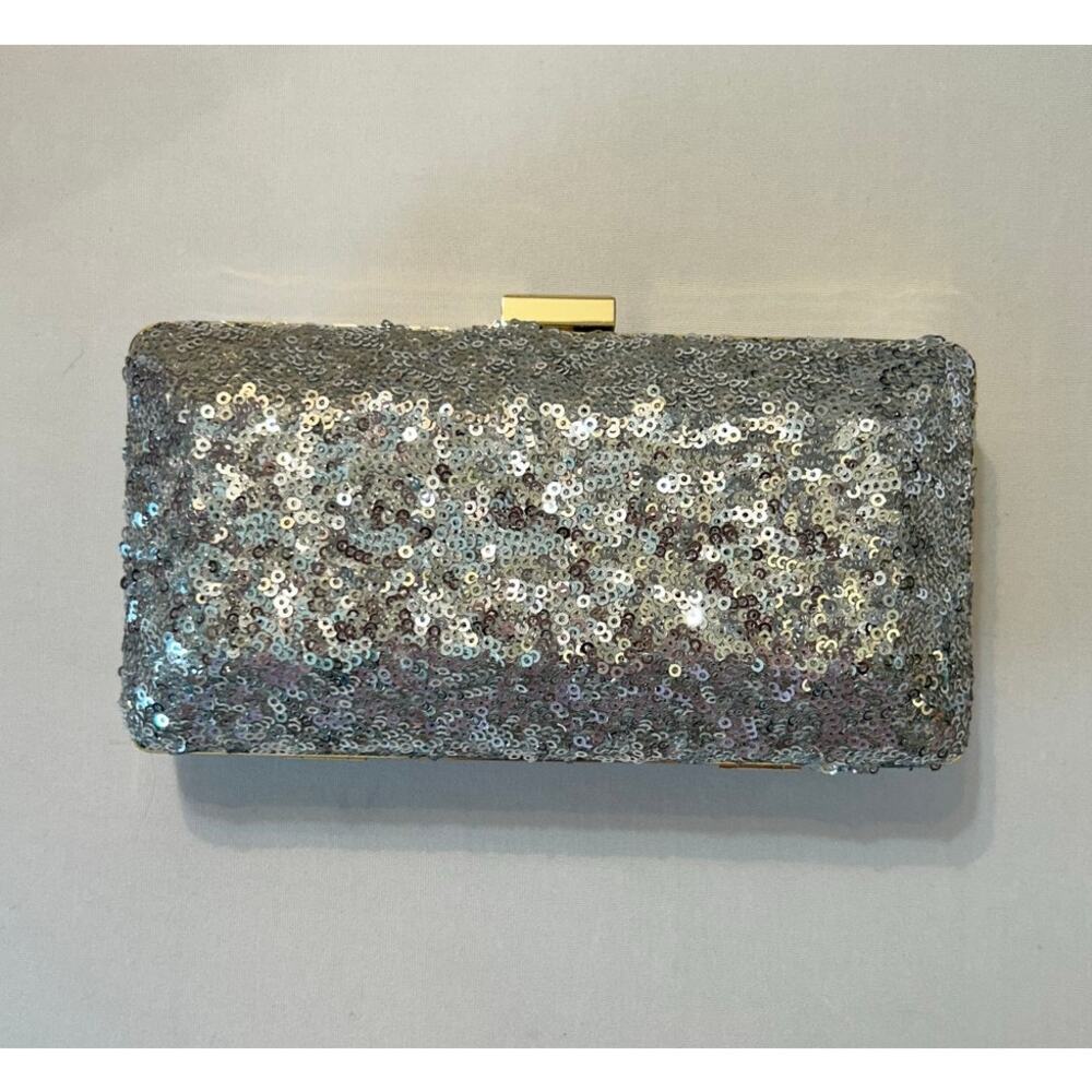 Vintage Sparkling Sequin Clutch Silver Gold Charming Charlie NWT